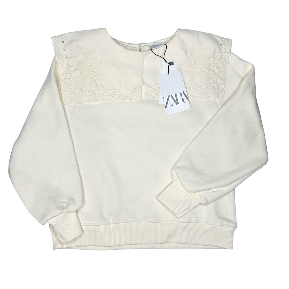 Zara‎ Girls Eyelet Lace Collar Sweatshirt